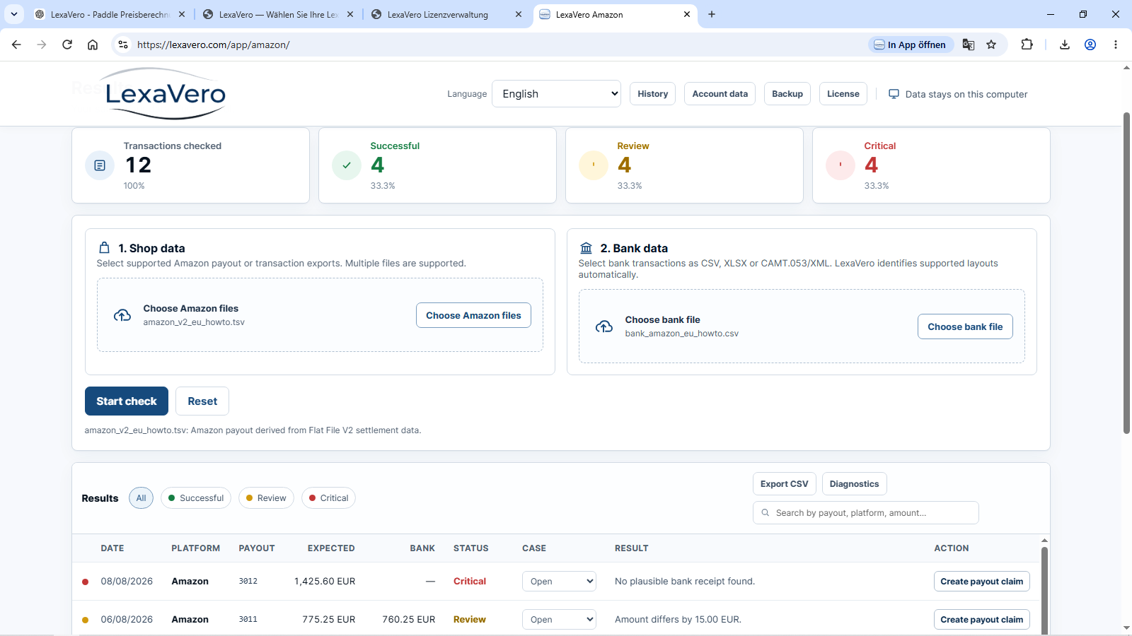9. Start the check and review the overview
