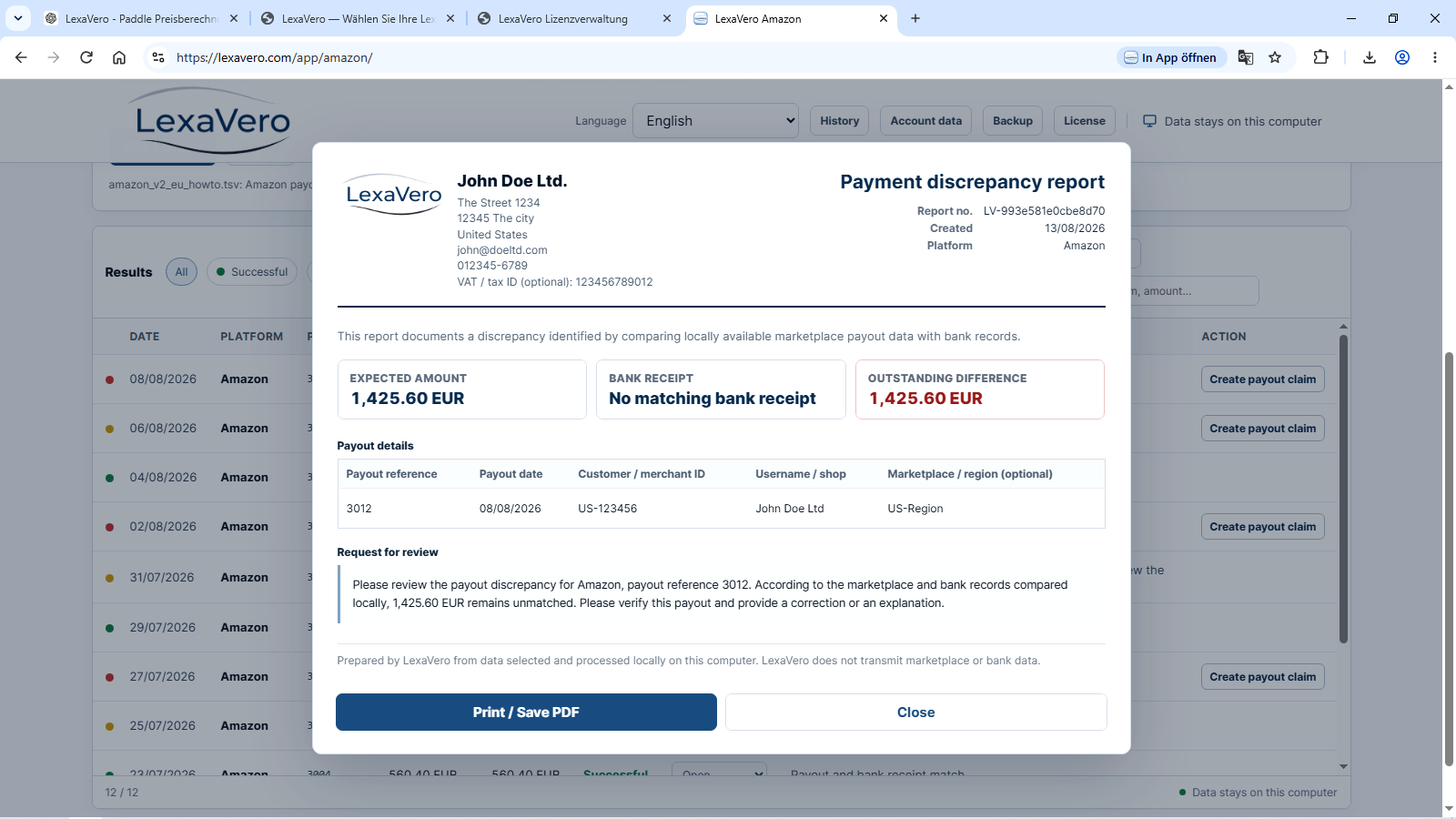 10. Create a discrepancy report