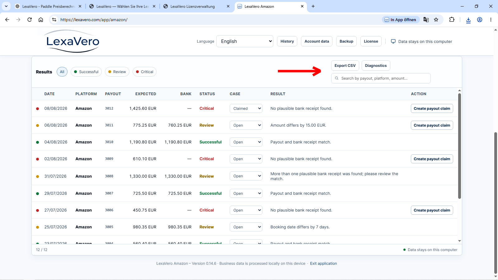 12. Filter, search and manage results