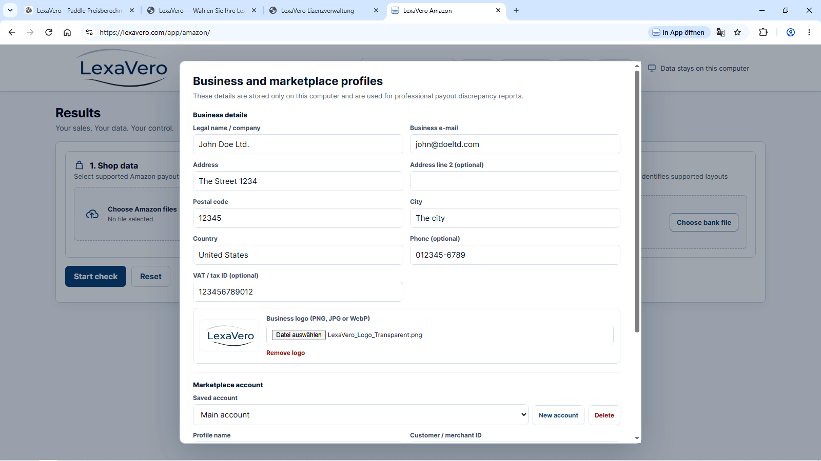 5. Enter your business details